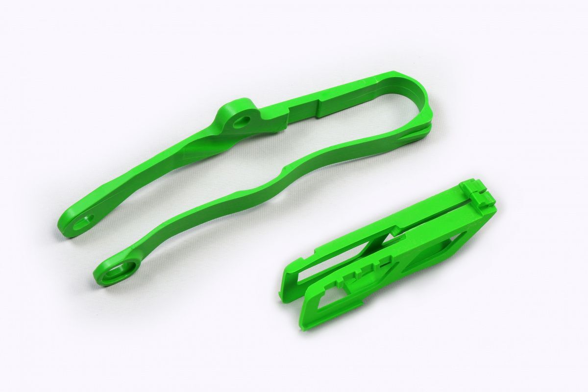 Kit guide chaîne vert pour protéger le bras oscillant de Kawasaki KXF 450