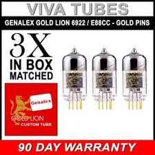 Brand New Matched Trio 3 Genalex Gold Pin Lion Reissue 6922 / E88CC Tubes