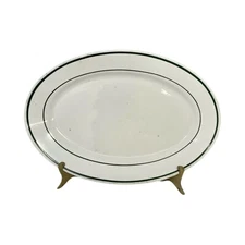 IROX L27 Oval Bone China Restaurant Ware Green Stripe Chop Plate Platter 11"
