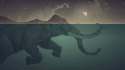 Anime digital art elephant moon sea water sky animals Play Gaming Mat Desk