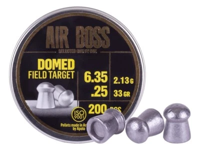 APOLO Air Boss 200 Count DOMED FIELD TARGET Selected 6.35mm .25 Caliber Pellets