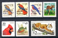 Ensemble De 7 Timbres Flora & Fauna US Scott 2476-2479, 2480-2482 MNH