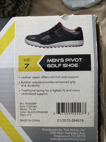 Tommy Armour Mens Pivot Golf Shoes 7 Spikeless Mid Top Lace Up Black Orange - Picture 1 of 6