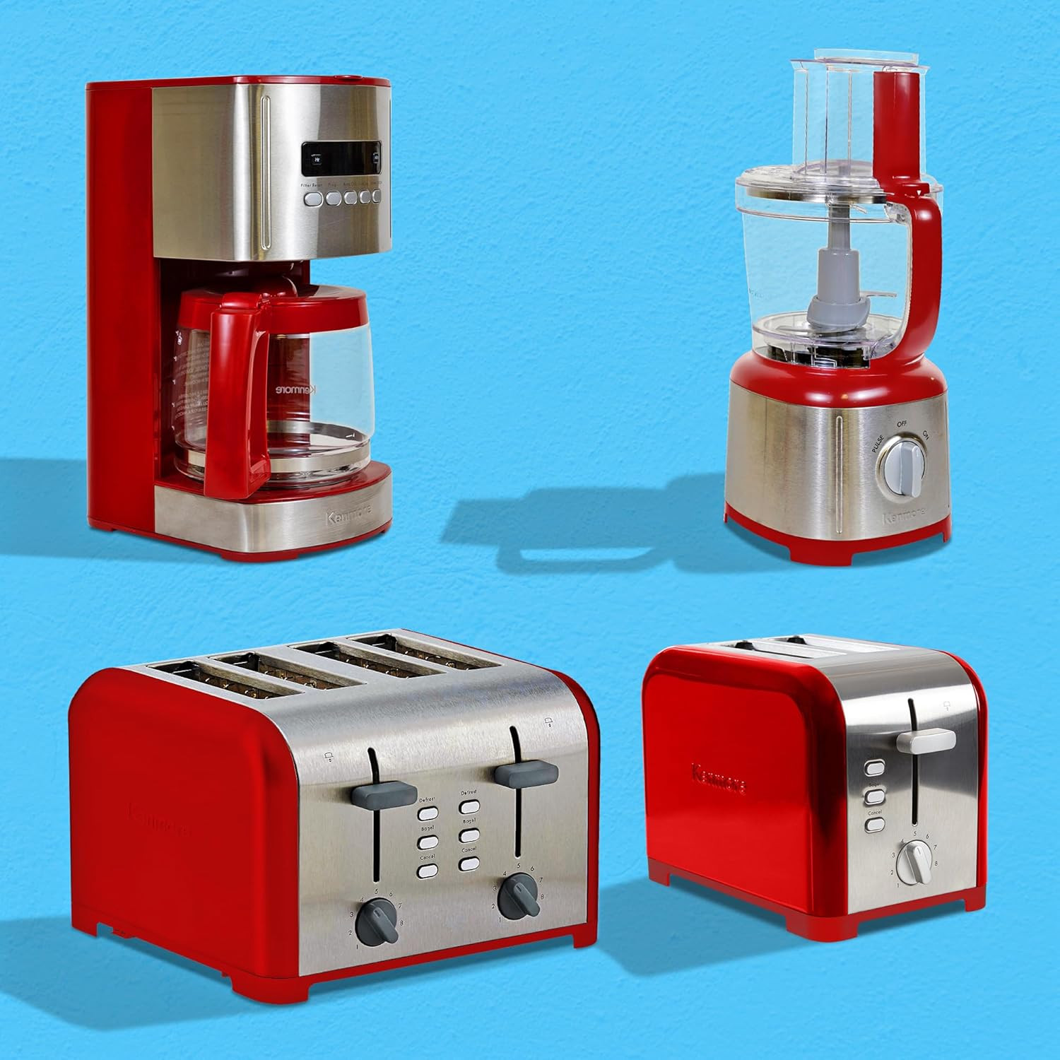 Kenmore 12-Cup Programmable Coffee Maker with Glass Pot & Reusable Filter, Red