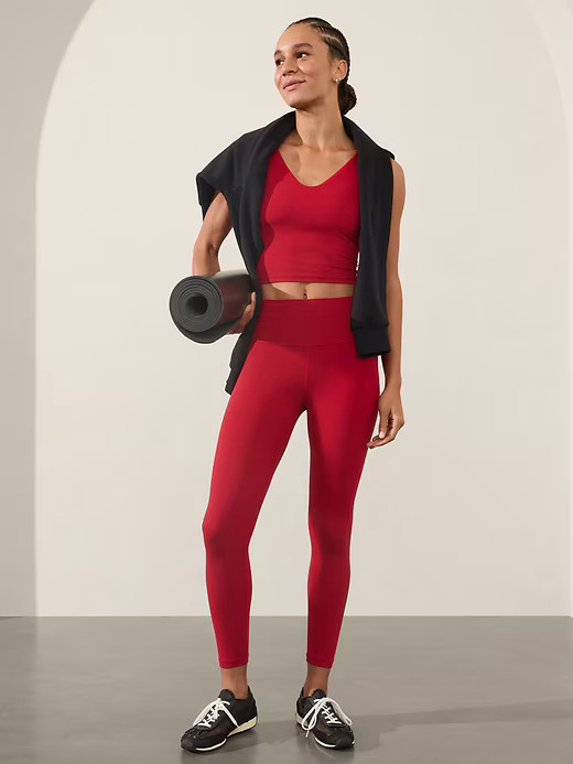 ATHLETA Transcend 7/8 Tight  | Clover Berry Red Small  #798638 NEW