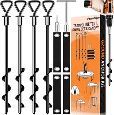 Trampoline Stakes Ground Anchors Screw in Tent Stakes Heavy Duty for High Winds,