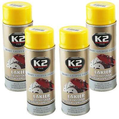 4x ORIGINAL K2 Bremssattellack Spray Brake Caliper Paint Gelb 400ml