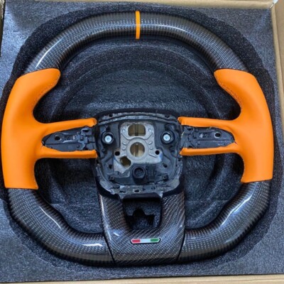 Carbon Fiber Car Steering Wheel Orange Leather For Lamborghini URUS 18-21