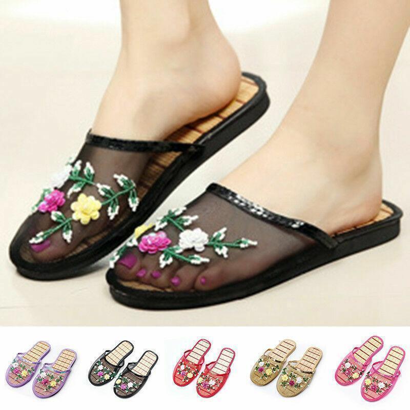 PANTOFOLA D’ORO Pantofole donna rete cinese floreali scivoli piatti infradito mocassini