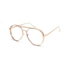 Round Glasses Gold Frame Clear Lens Fashion Eyeglasses Trendy Hip Hop Party New