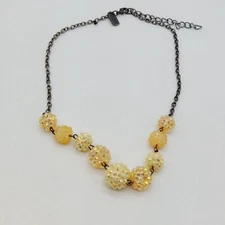 Aero 1987 Yellow Round Beads Metal Necklace Choker 