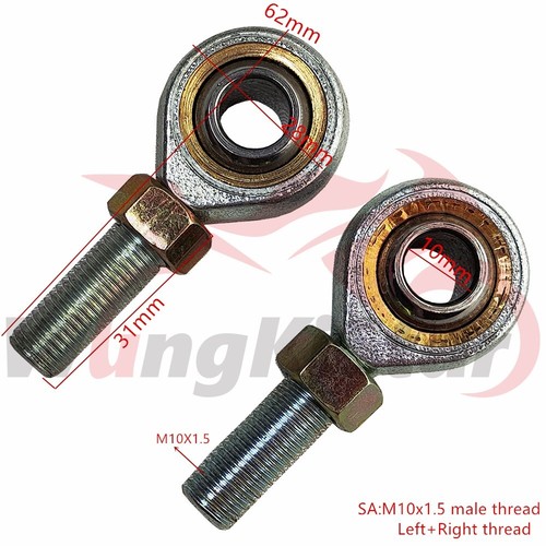 60mm/2.36In Tie Rod M10 Steering Linkage Left Right Male Thread Round Ball Joint - Picture 13 of 14