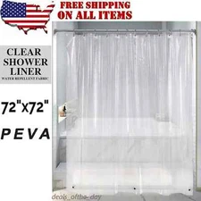Clear Shower Curtain Liner 4G Heavy Duty PEVA Waterproof with 72''x72'' 