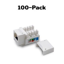 100 x Pcs CAT6 Keystone Jack White Ethernet 110 Punch Down 8P8P RJ45