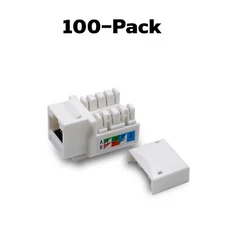 100 x Pcs CAT6 Keystone Jack White Ethernet 110 Punch Down 8P8P RJ45