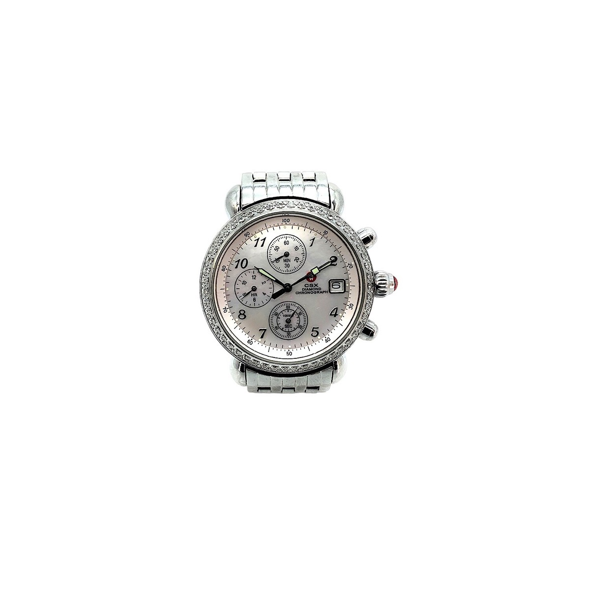 Michele CSX Diamond Bezel Mother Of Pearl Face Chronograph  display picture 3