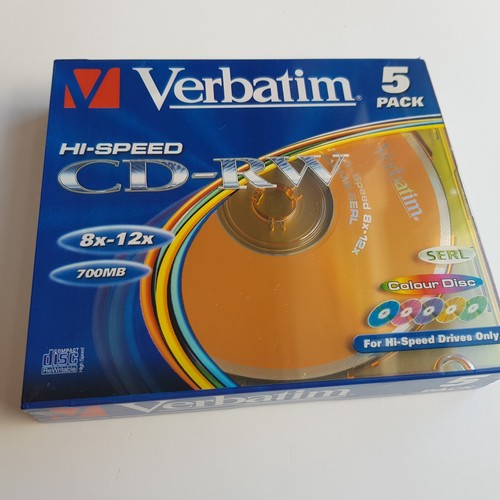 Verbatim CD+RW Colour blank discs Hi Speed 8x Rewriteable 7GB 5 pack NEW sealed - Picture 3 of 18
