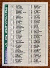 2001 Topps Series 1 Green/Blue Checklist #1 of 4 Used Free Shipping