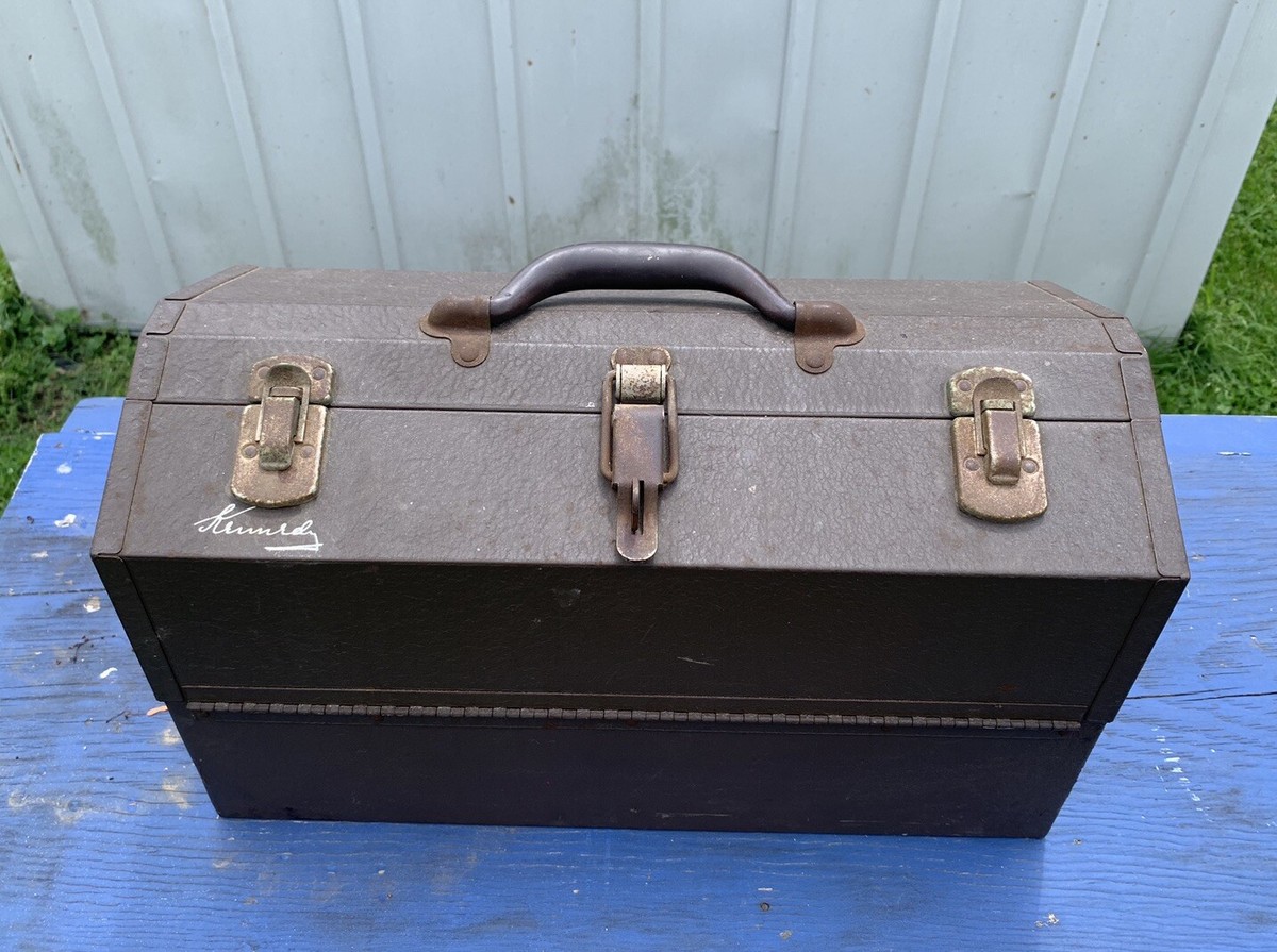 Vintage Kennedy Tool Box 1017 Brown Organizer Mechanical Storage