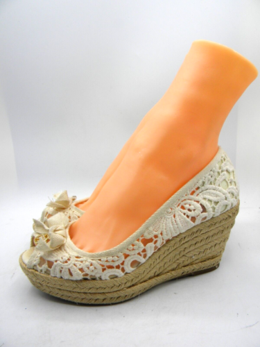 Tory Burch JACKIE Ivory Lace Wedge Heel Espadrille Shoes Sz 6 B - Picture 1 of 19
