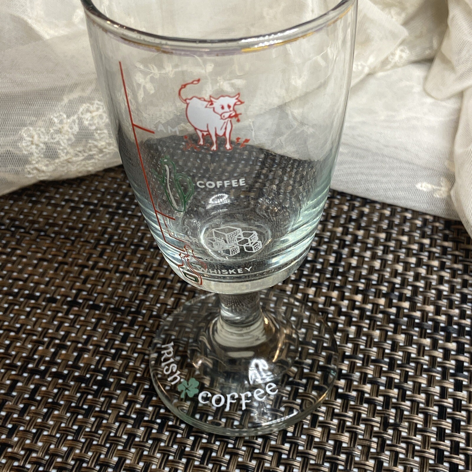 Vintage Irish Coffee Recipe Mixing Glass Barware 5-1/2” X 2-1/2”