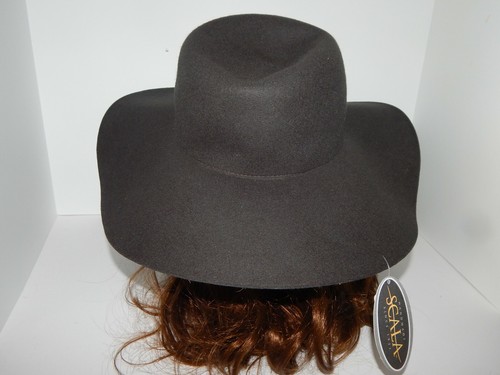 WIDE BRIM DARK BROWN WOOL FELT 