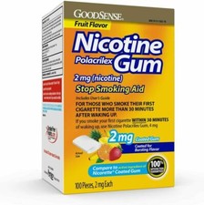 GoodSense Nicotine Gum 2mg Fruit Flavor 100 Ct Stop Smoking Aid