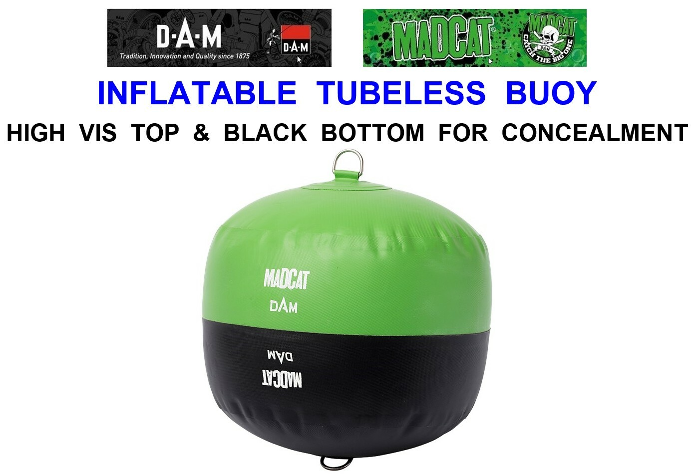 NEW MADCAT INFLATABLE TUBELESS BUOY FOR CATFISH ROD FISHING LINE MARKER FLOAT