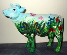 KUH mit KUNSTBEMALUNG SOMMERWIESE Deko Garten Tier Figur BAUERNHOF FRÜHLING
