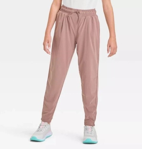 All In Motion Girls' Size Medium (8) Woven Lined Jogger Pants w Pockets Brown