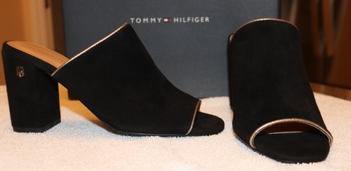 Ladies Tommy Hilfiger Black Suede "TW Sayna" Open Toe Heels size 6M - Picture 3 of 11