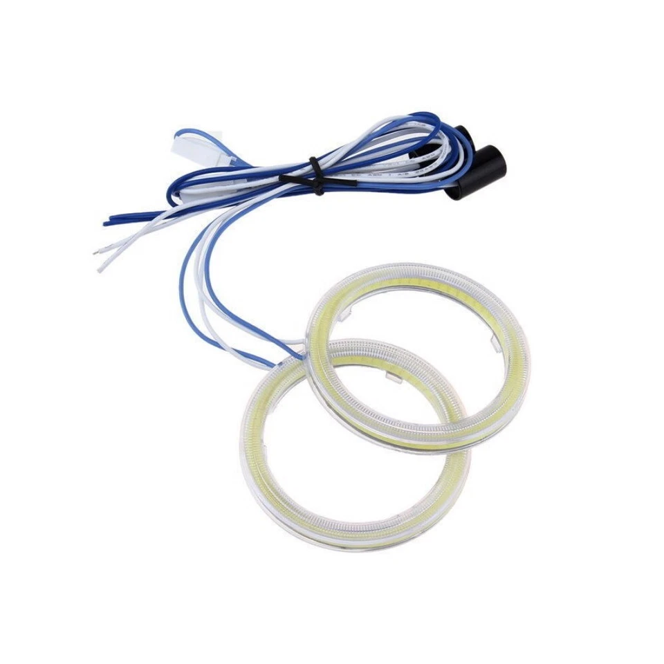 2x 60/70/80mm/85mm/90mm/95mm/100mm/110mm Car COB LED Angel Eyes Halo Ring Light - Image 4 of 4