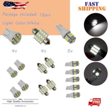 13x Pure white LED Lights Interior Package Kit for Dome License Plate Lamp bulbs