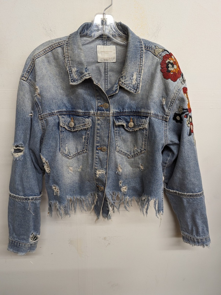 ZARA vintage flower denim jacket