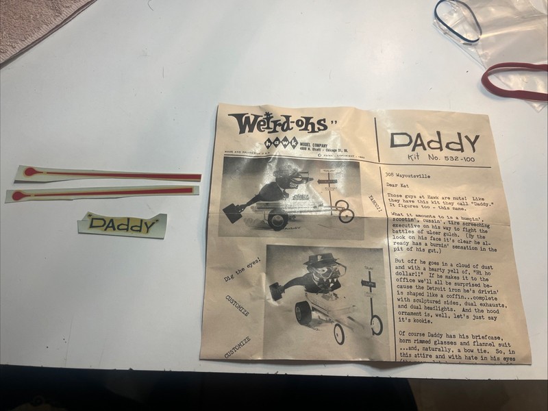 VTG ORIG 1963 Hawk Models Weird-Ohs DADDY Way Out Dragster 532-100 Instructions