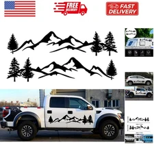 2PCS Car Side Body Stickers Mountain Tree Forest Graphic Decals DIY Vinyl Sti...