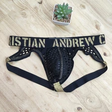 Andrew Christian Saxy Men Underwear Almost Naked Access Mesh Thong, Black, Small