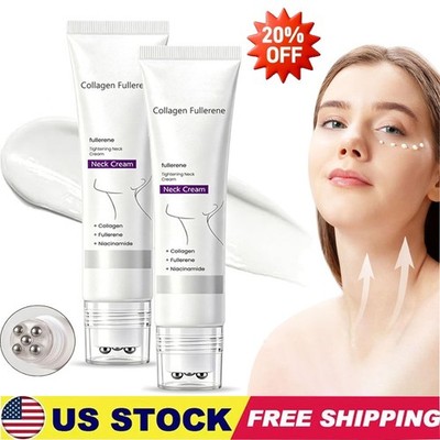 Magec Collagen Fullerene Neck Cream Firming Tightening with Roller 50g