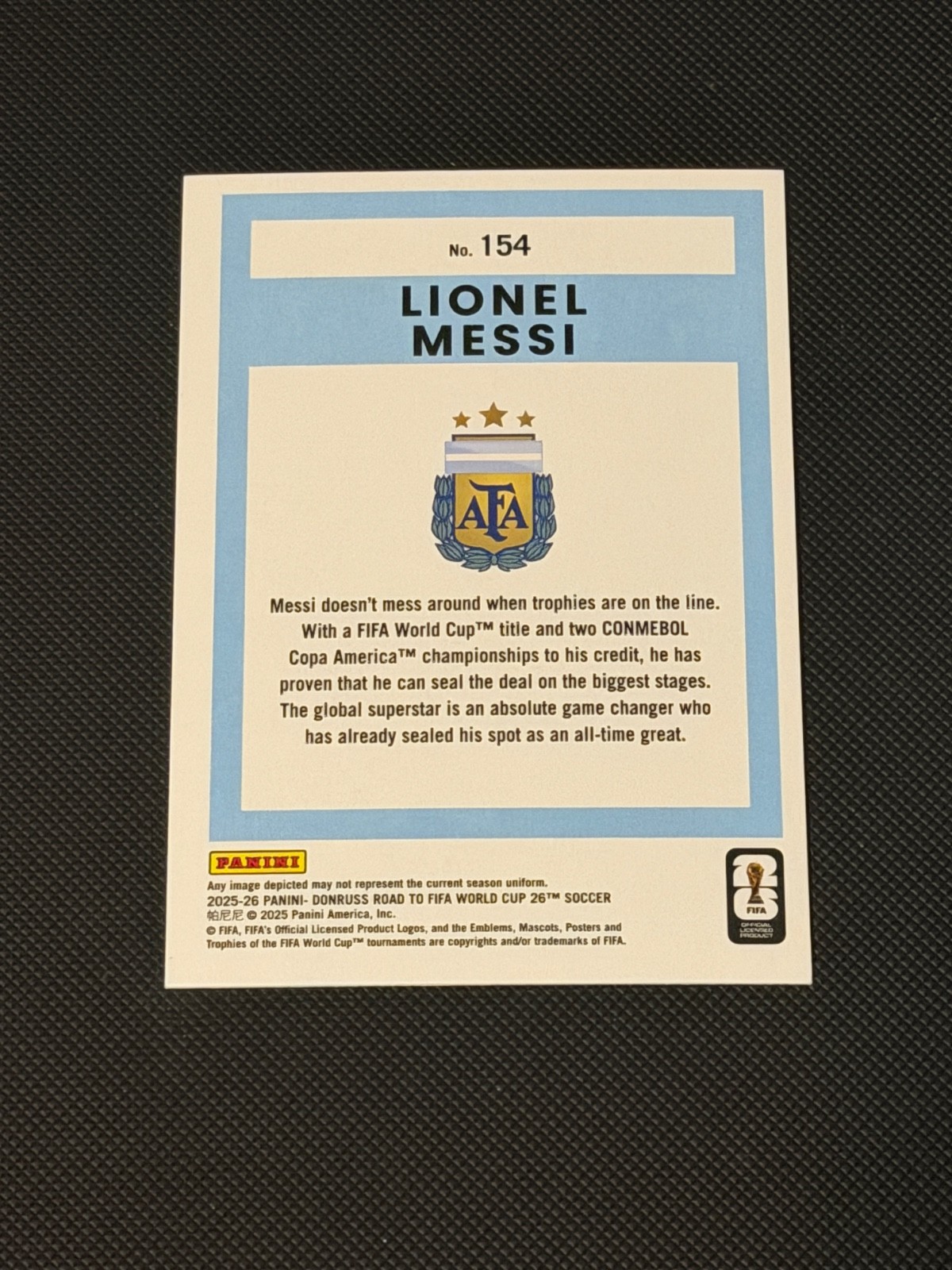Lionel Messi 2025-26 Donruss Road to FIFA World Cup Silver #154 view 2
