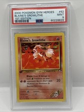 PSA 9 Blaine's Growlithe 62/132 2000 Gym Heroes 1st Edition Common Pokemon Card