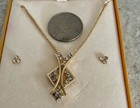 VTG Style by Smart 24K HGE Geometric Clear Rhinestone Pendant/Earrings Set  14in — photo 6