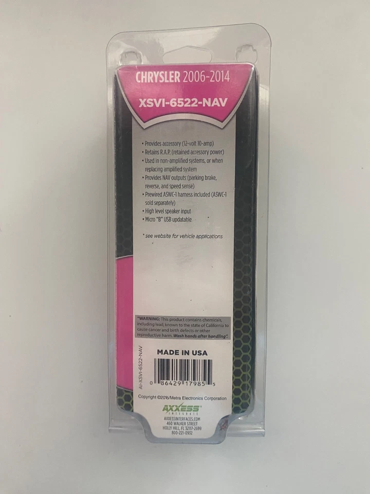 AXXESS XSVI-6522-NAV 接口适用于精选克莱斯勒 2006 - 2014 年车辆 - 二手 — 第 2/4 张图片