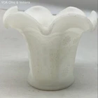 Fenton Butterfly and Berry Milk Glass Toothpick Holder White Ruffled Vintage