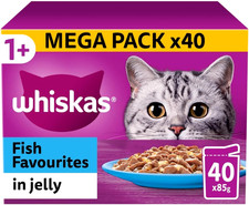 144 x 85g Whiskas 1+ Fish Favourites Mixed Adult Wet Cat Food in Jelly Mega Pack 4.90 per kilo
