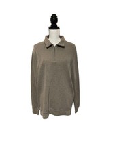 Croft Barrow Men's Quarter Zip Fleece Sweatshirt Size M Beige