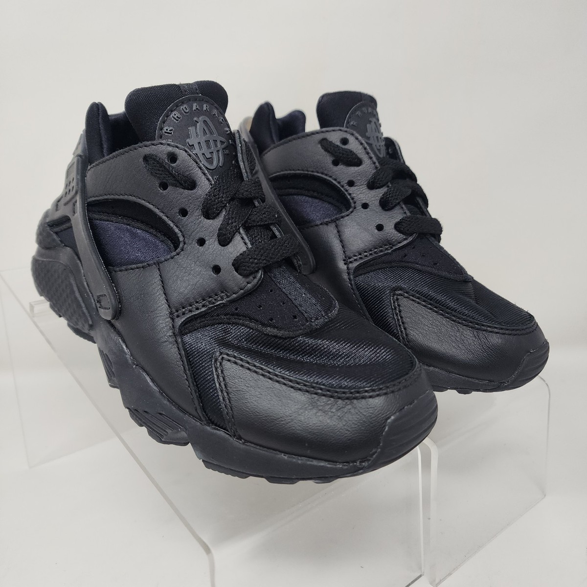Nike Air Huarache Sneakers Kids Black Anthracite Lace Up Logo Comfort  Shoes