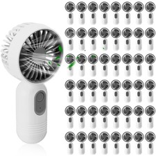 Portable Fan 48 Pcs Mini Handheld USB Rechargeable 3 Speeds White Lightweight
