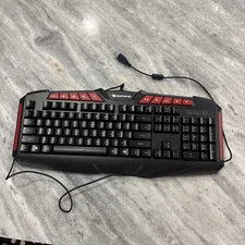 iBuyPower Ares M1 RGB Gaming Keyboard Spill Resistant Black Red Multimedia Keys