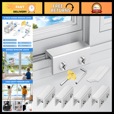 Sliding Window Locks with Key - 4 Sets, Easy Install Vertical Horizontal Secur