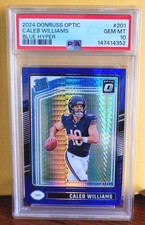 Caleb Williams 2024 Panini Donruss Optic Blue Hyper Rated Rookie PSA 10 #201